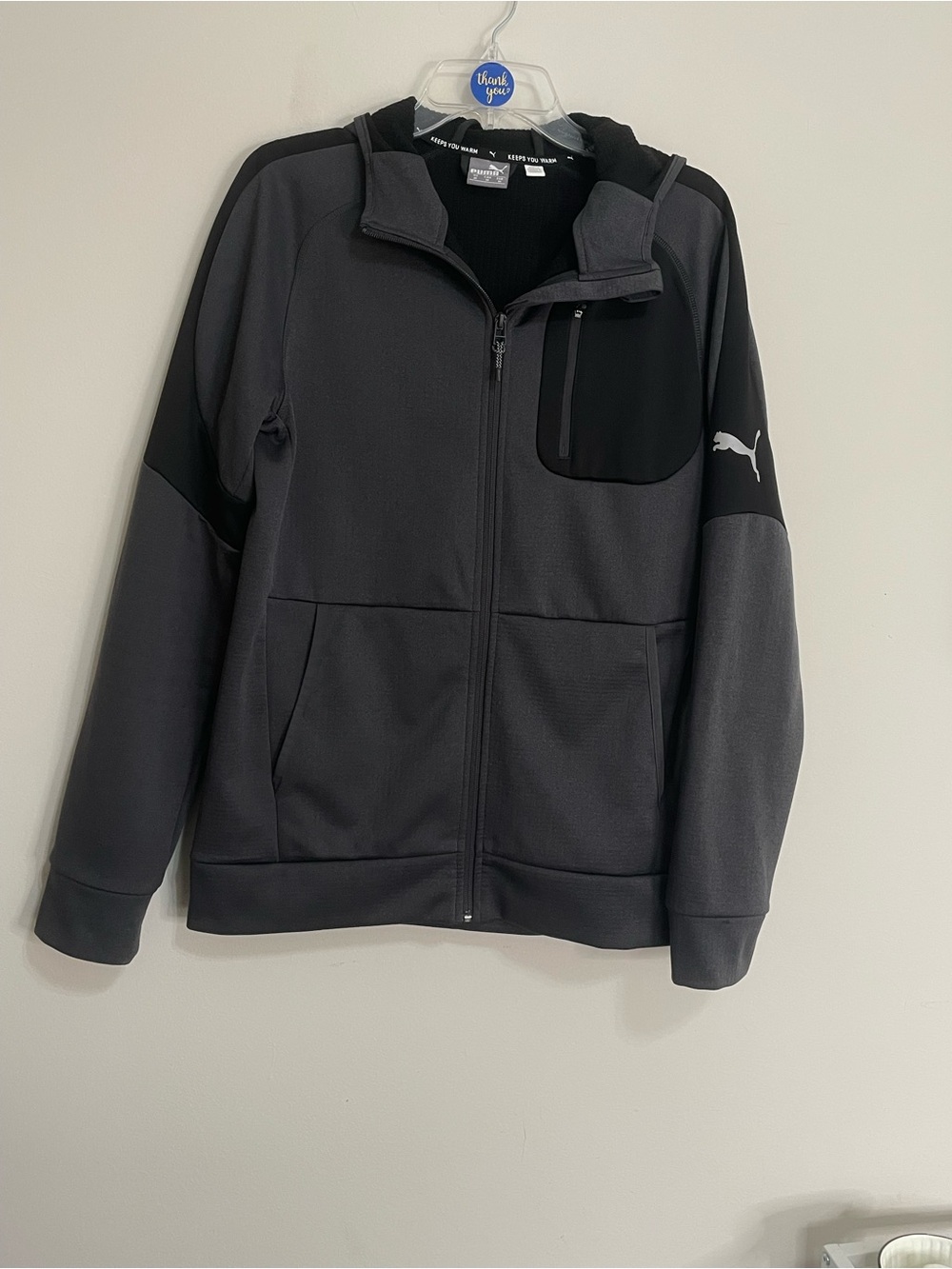 Puma Men’s Charcoal Gray Full-Zip Hooded Jacket‎ Size Medium